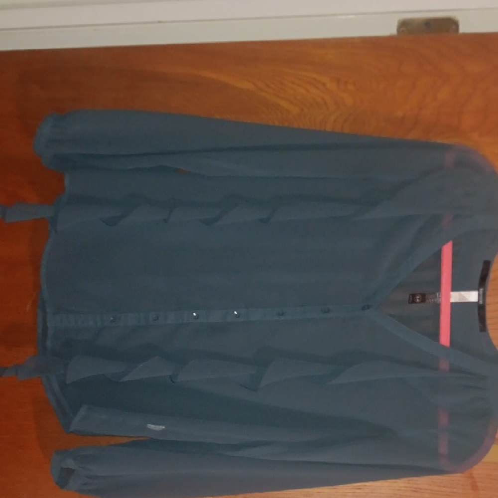 Kensie Teal V-Neck Blouse